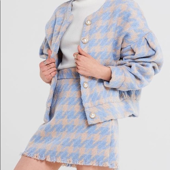 Blue Houndstooth Jacket and Skirt Set!! - Picture 3 of 8